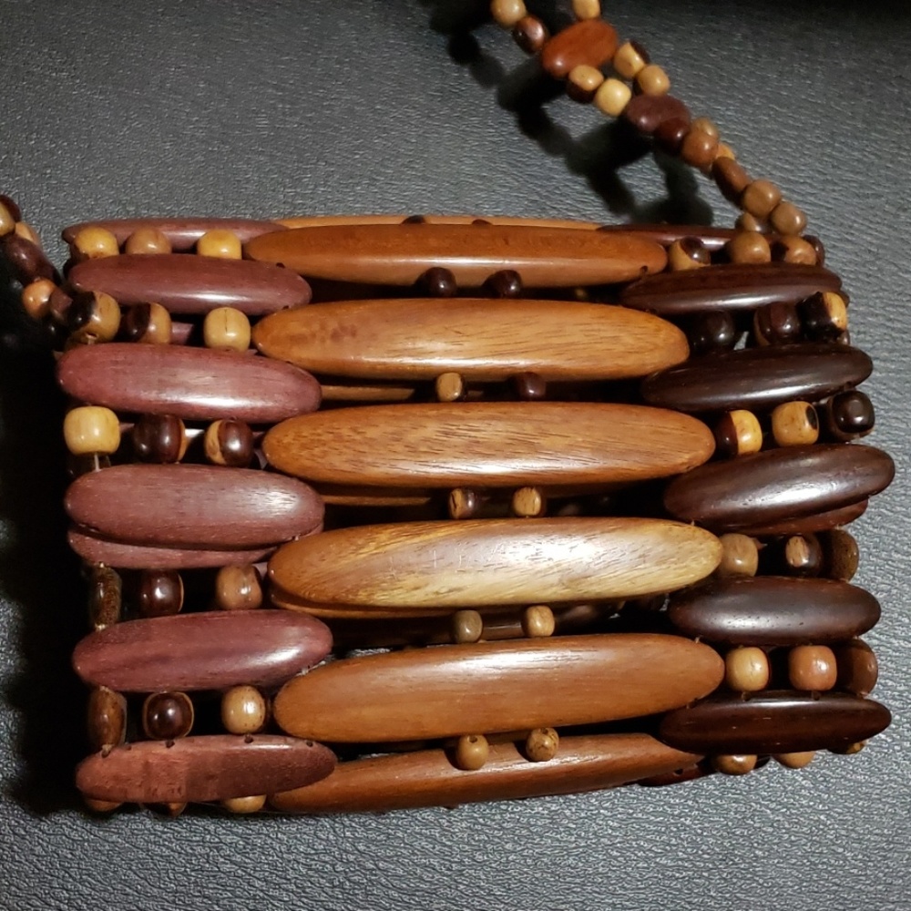 Cross-body wood bag purse